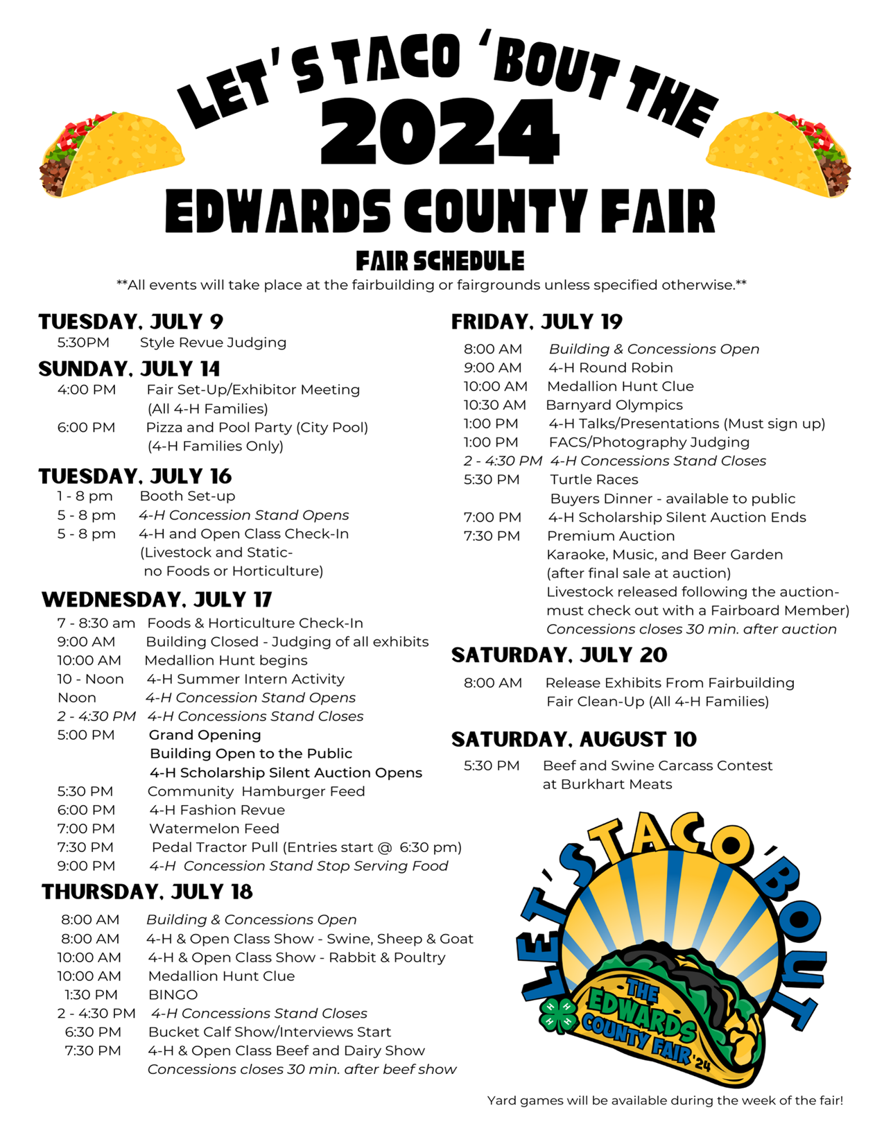 Edwards County Fair Schedule